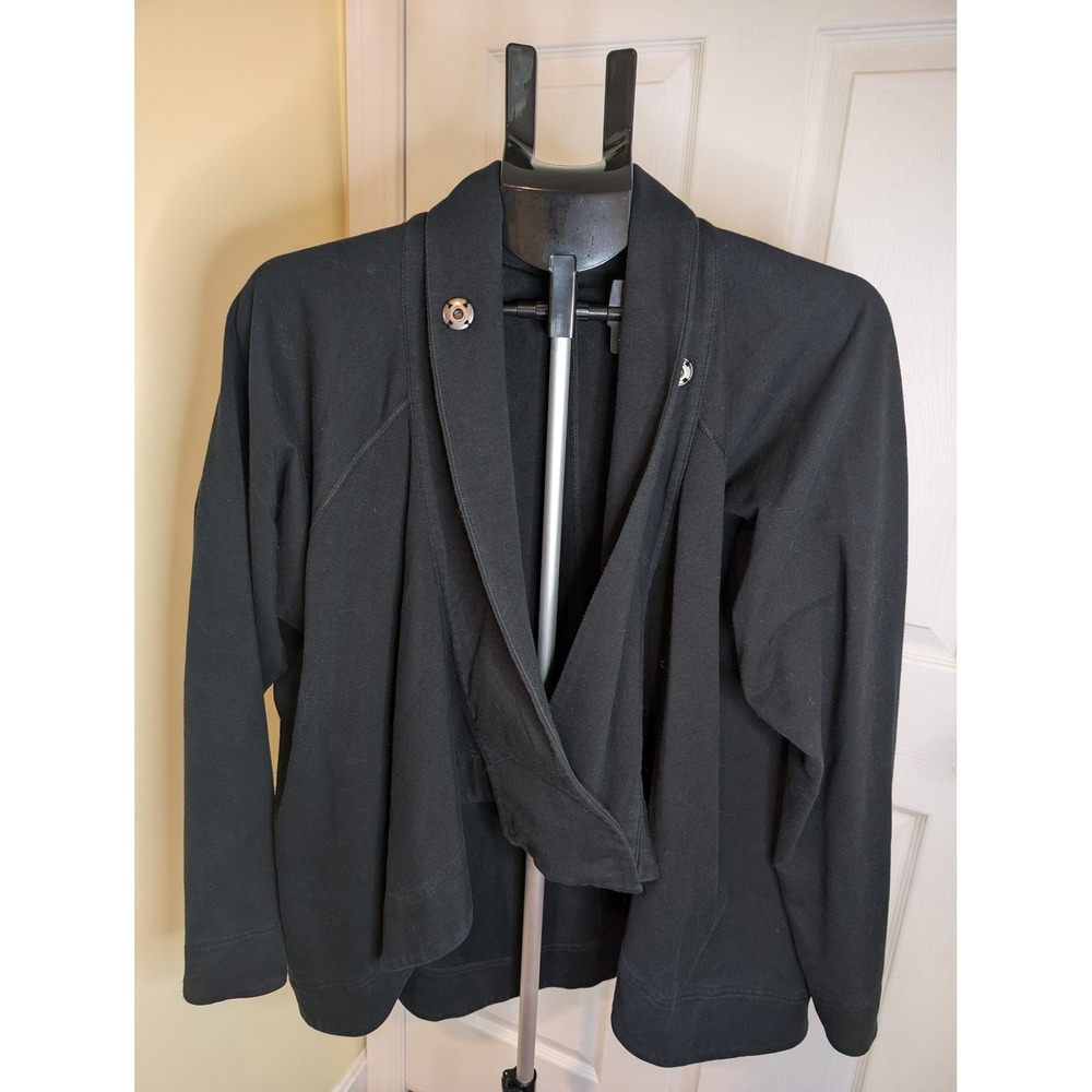 Lululemon Gratitude Wrap Womens 4 Black Draped Snap Button Athleisure Jacket